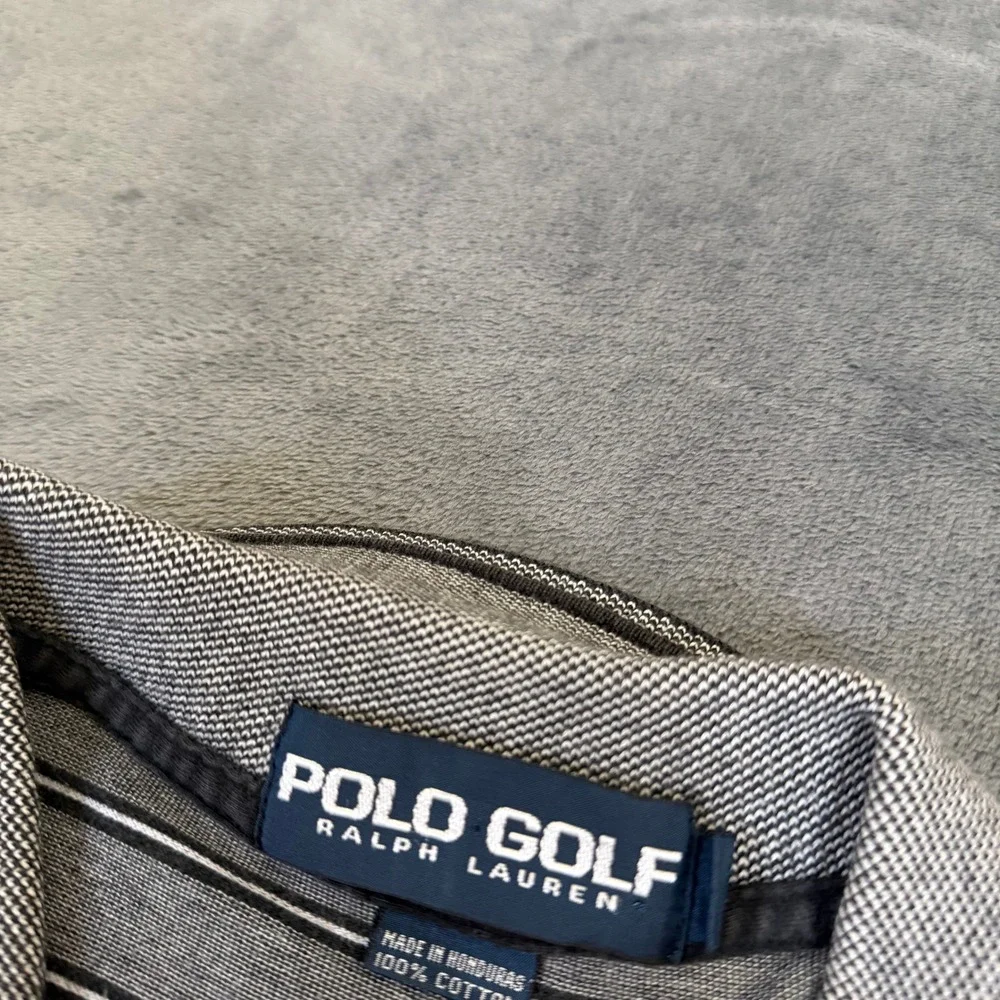 Polo Golf Ralph Lauren Polo Shirt Mens Extra Large Gray Black Striped Cotton
